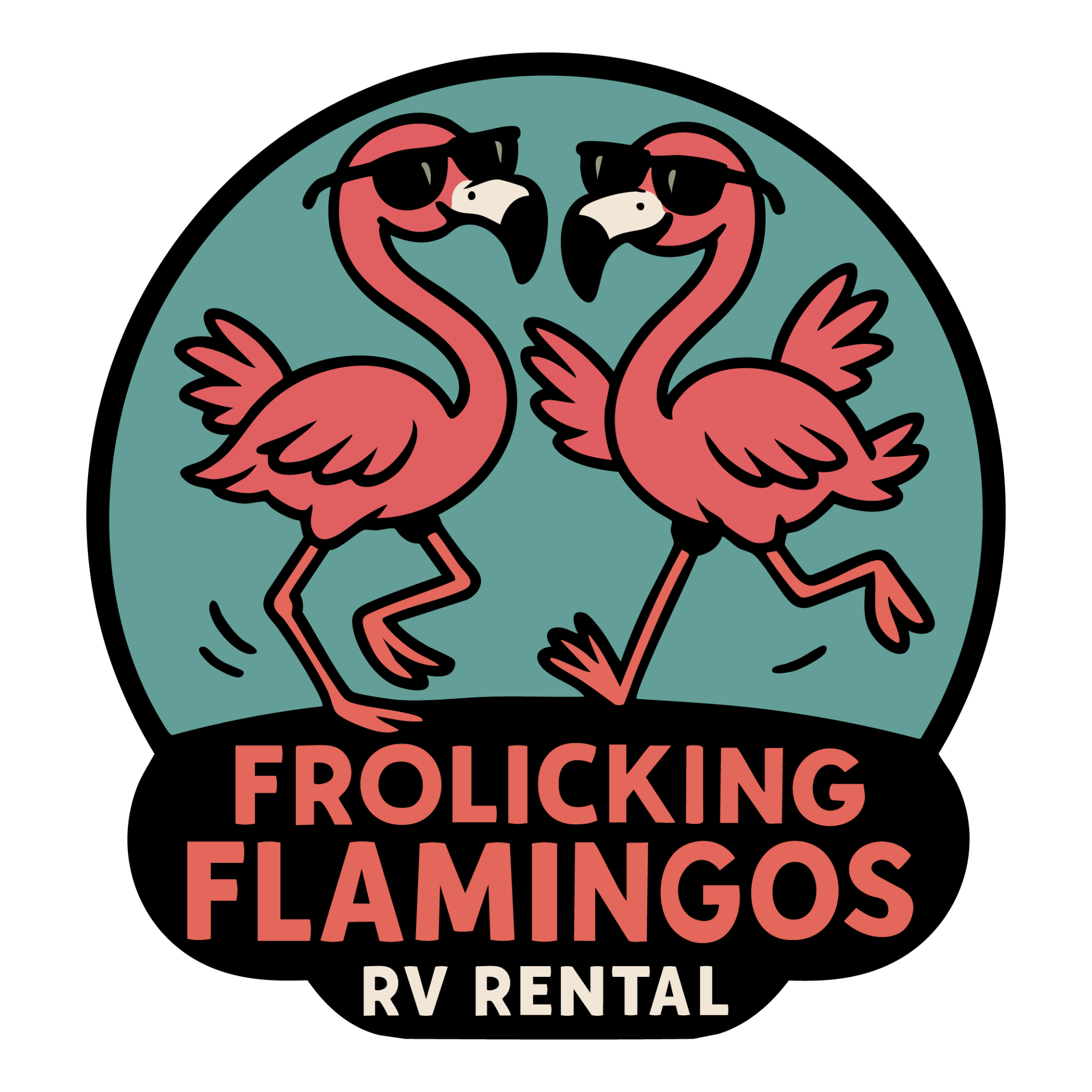 Frolicking Flamingos Logo